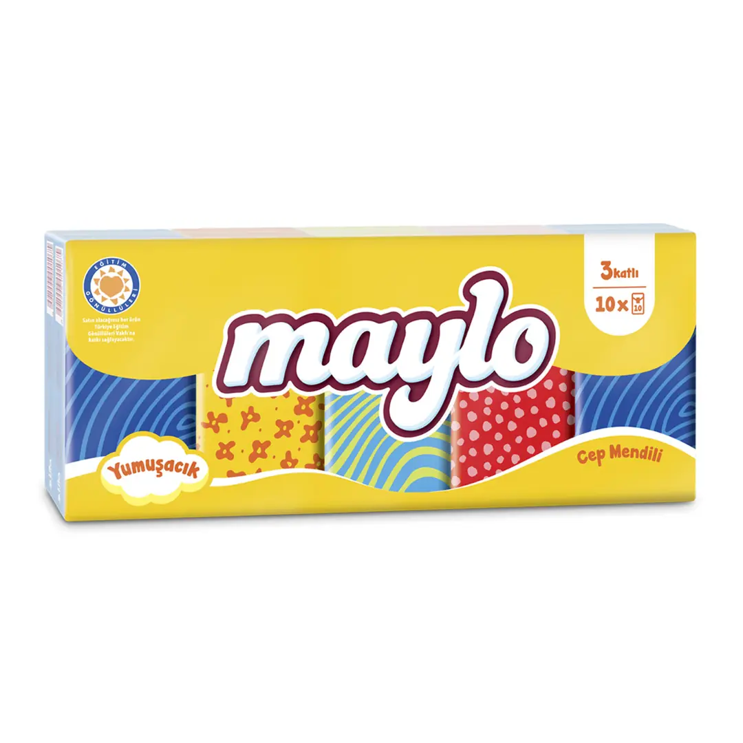 MAYLO CEP MENDİLİ 3KATLI 10,LU