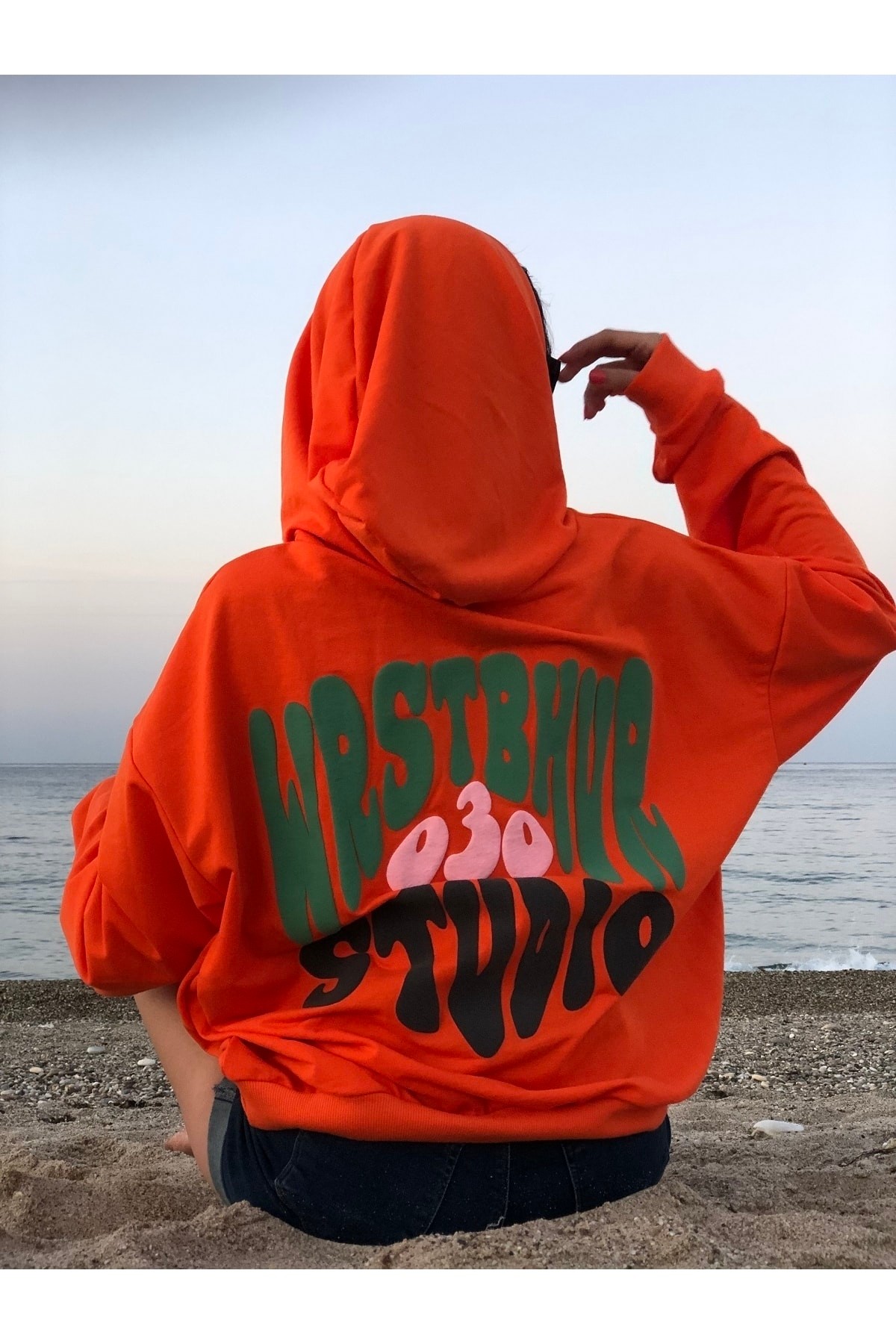 Kadın Wrst Baskılı Oversize Sweat