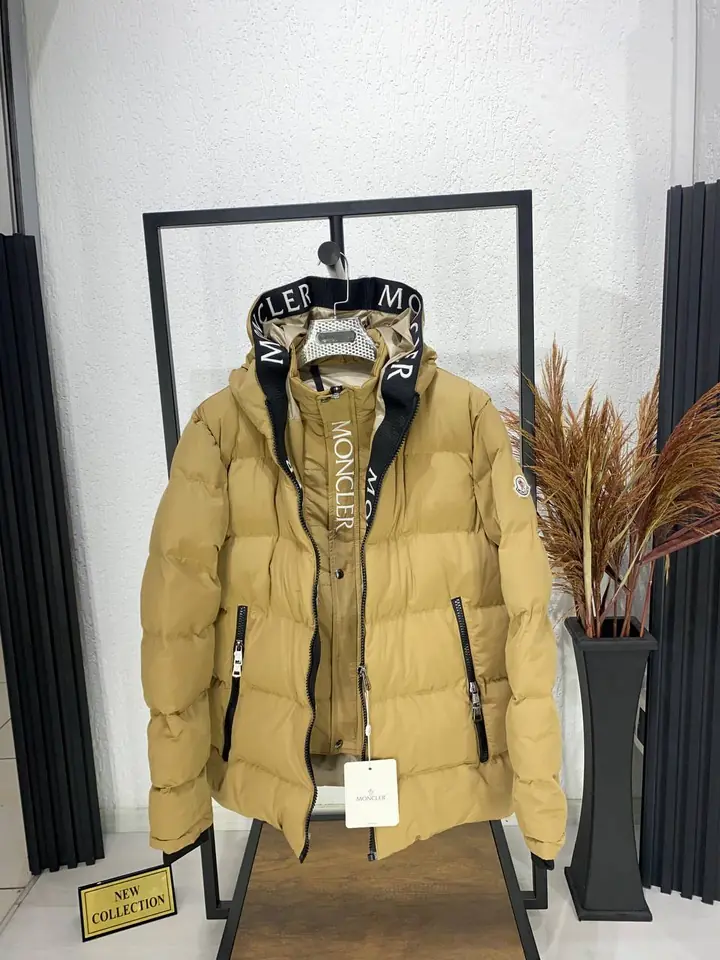 Moncler Su ve Rüzrgar Geçirmez Kapüşonlu Mont - Kum Rengi