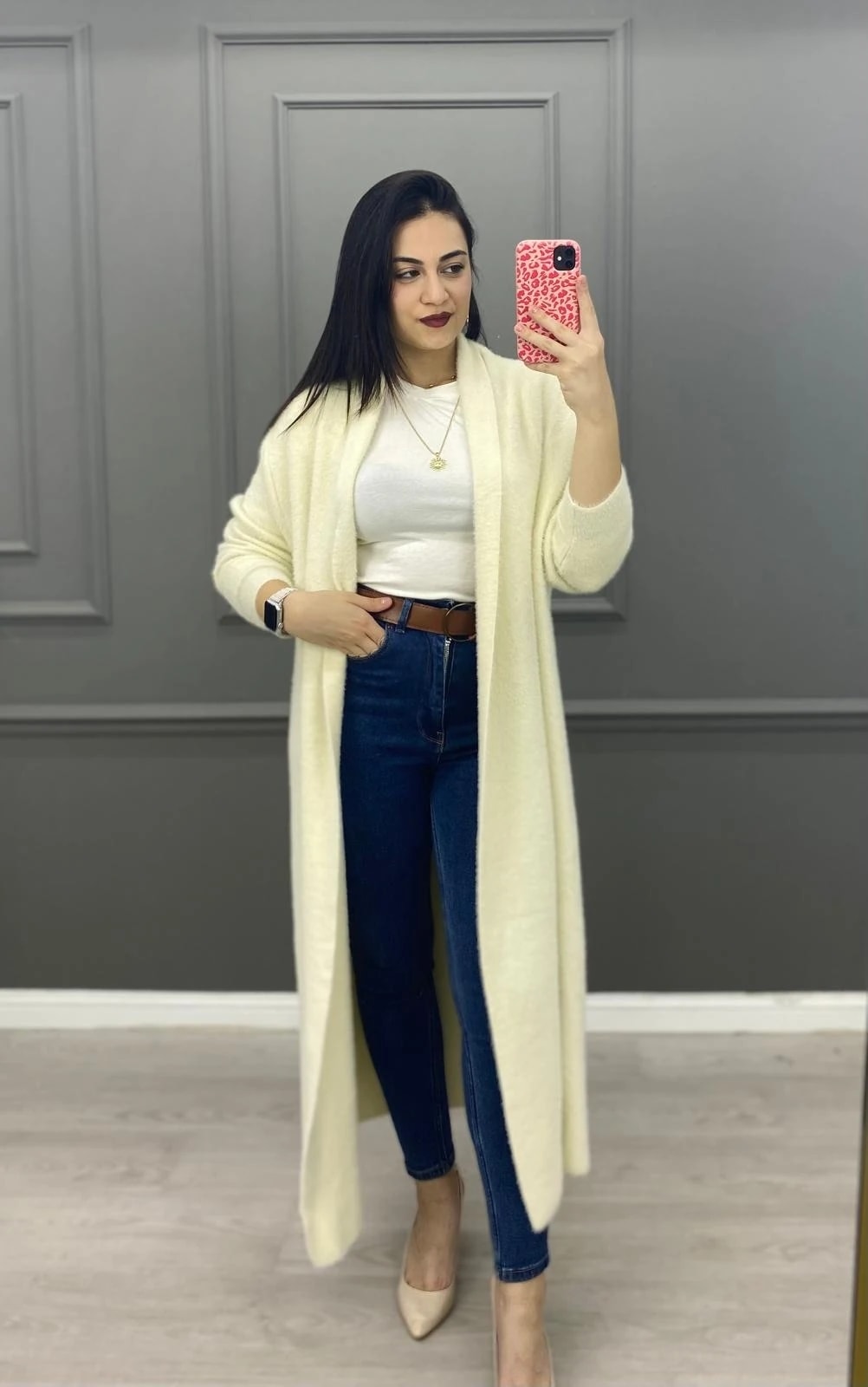 YUMUŞAK DOKULU UZUN CEKET