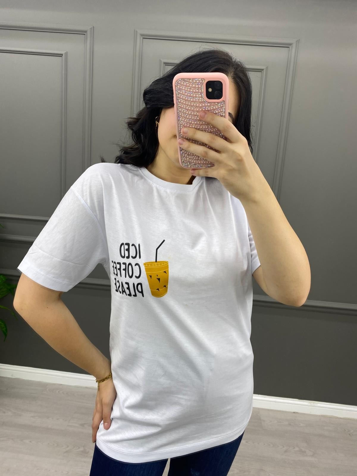 Iced Caffe Baskı Tişört 