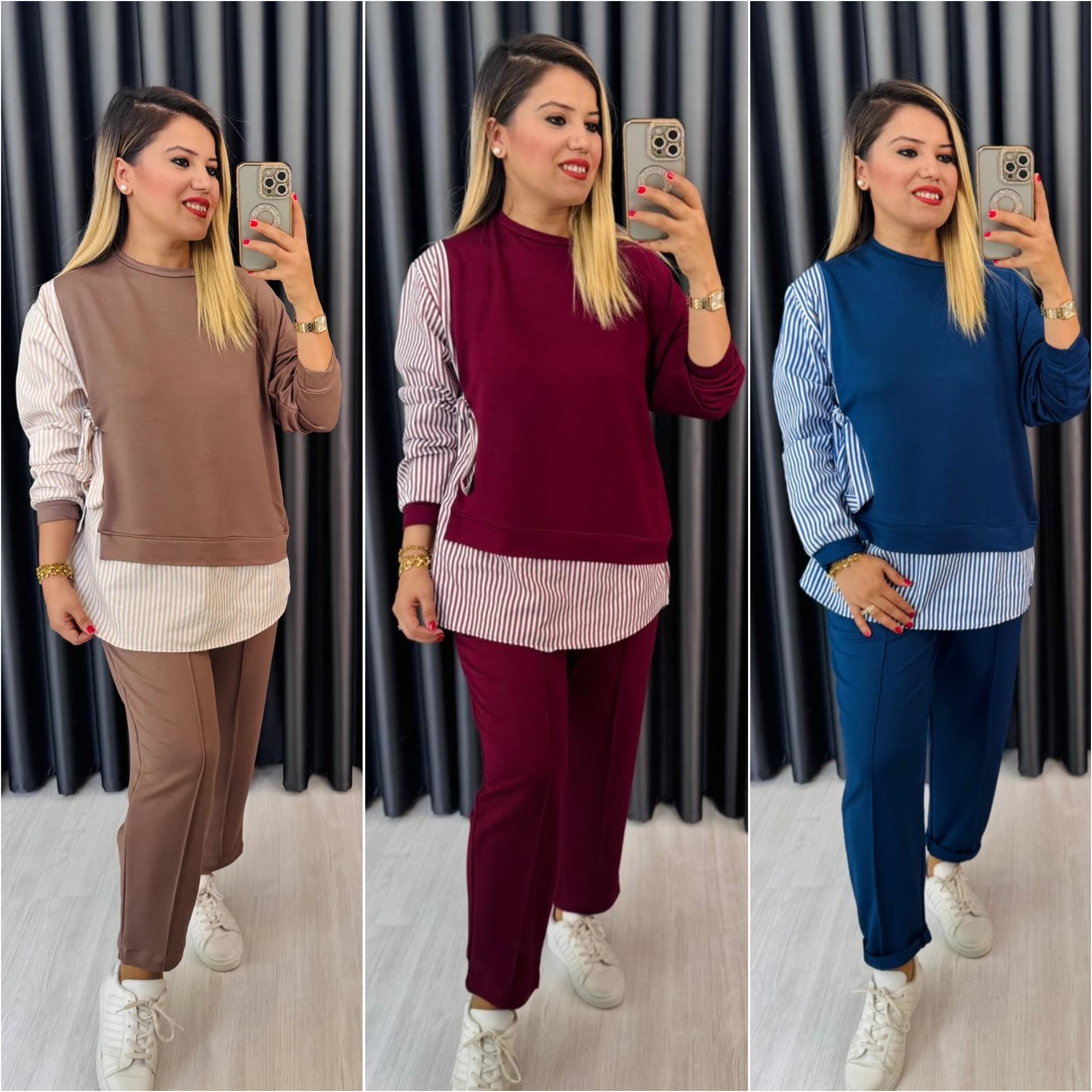 ÇİZGİLİ BAĞLAMA DETAYLI TAKIM