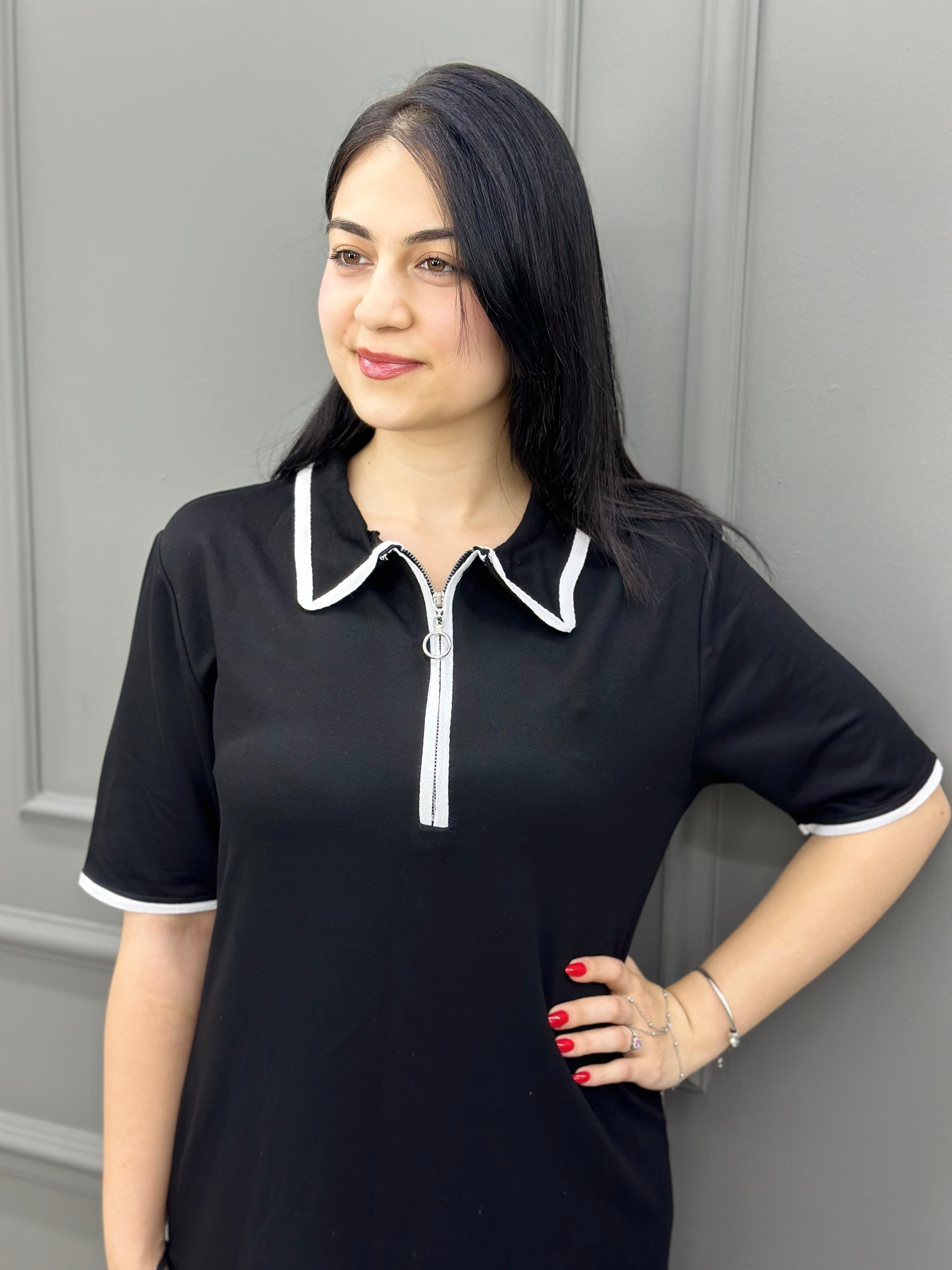 POLO YAKA YARIM FERMUAR ELBİSE 