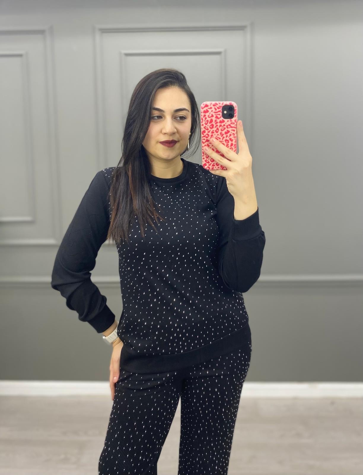 IŞILTILI TAŞLI UZUN KOL TAKIM