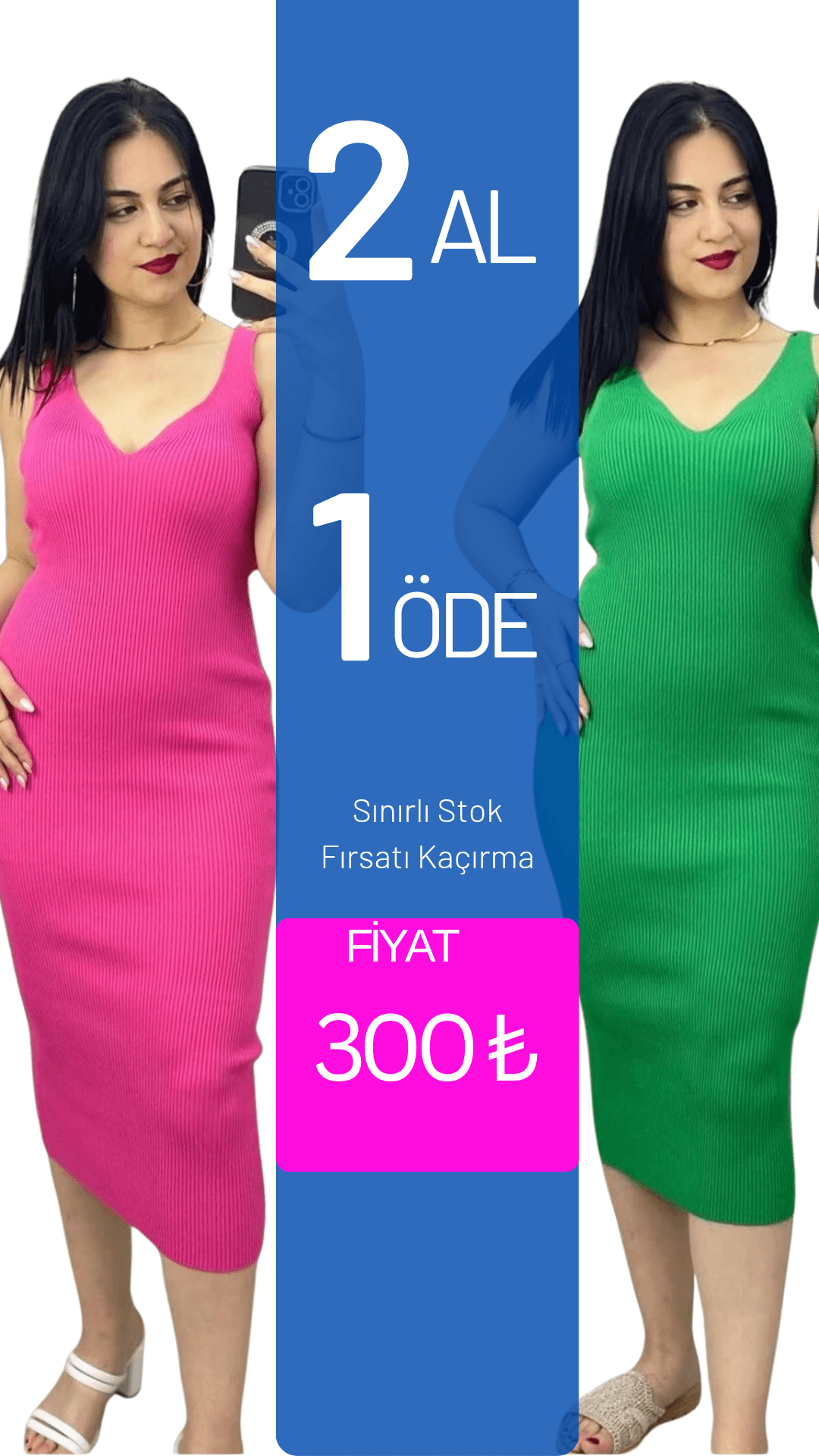 2 AL 1 ÖDE Fanori Askılı Elbise