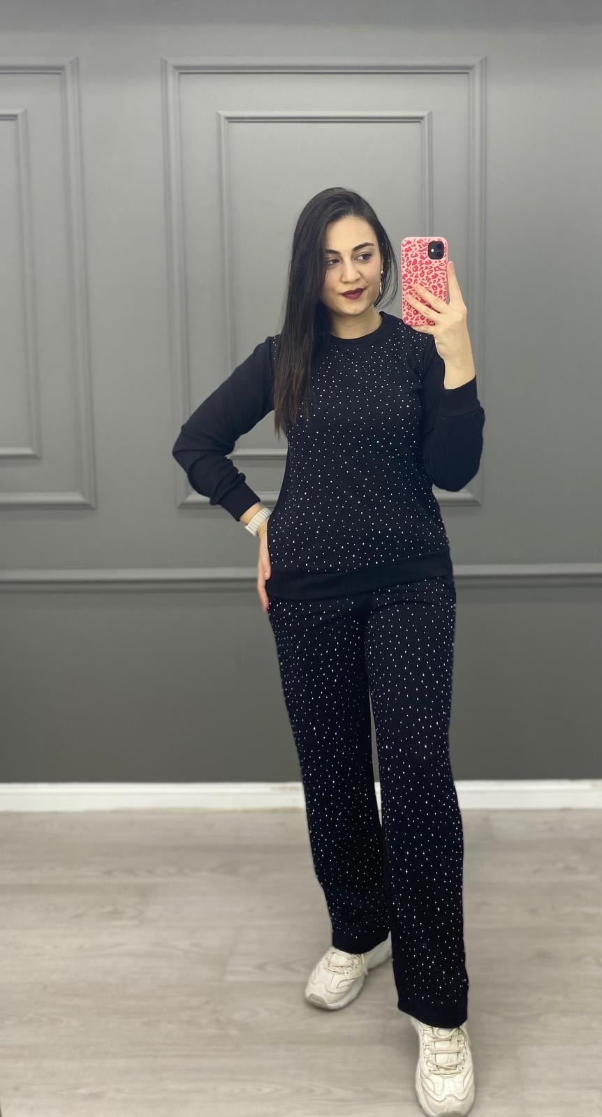 IŞILTILI TAŞLI UZUN KOL TAKIM