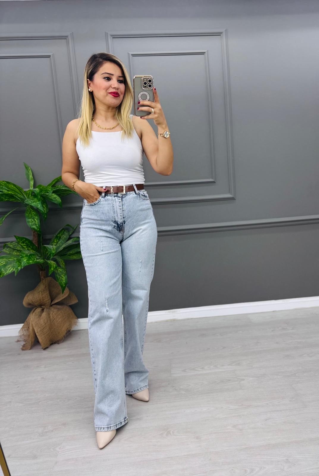 LAZER KESİM LİKRALI KOT PANTOLON