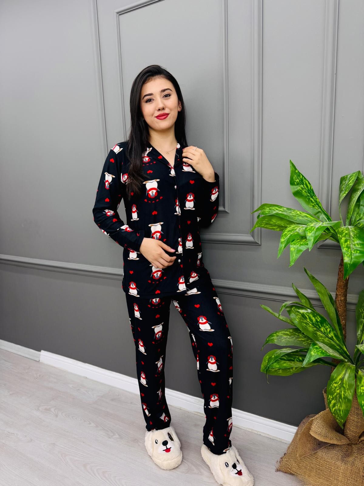 Penguen Desenli Pijama Takımı