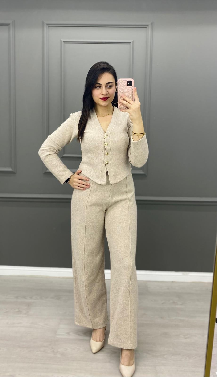 SELANİK KUMAŞ GOLD DÜĞMELİ İKİLİ TAKIM