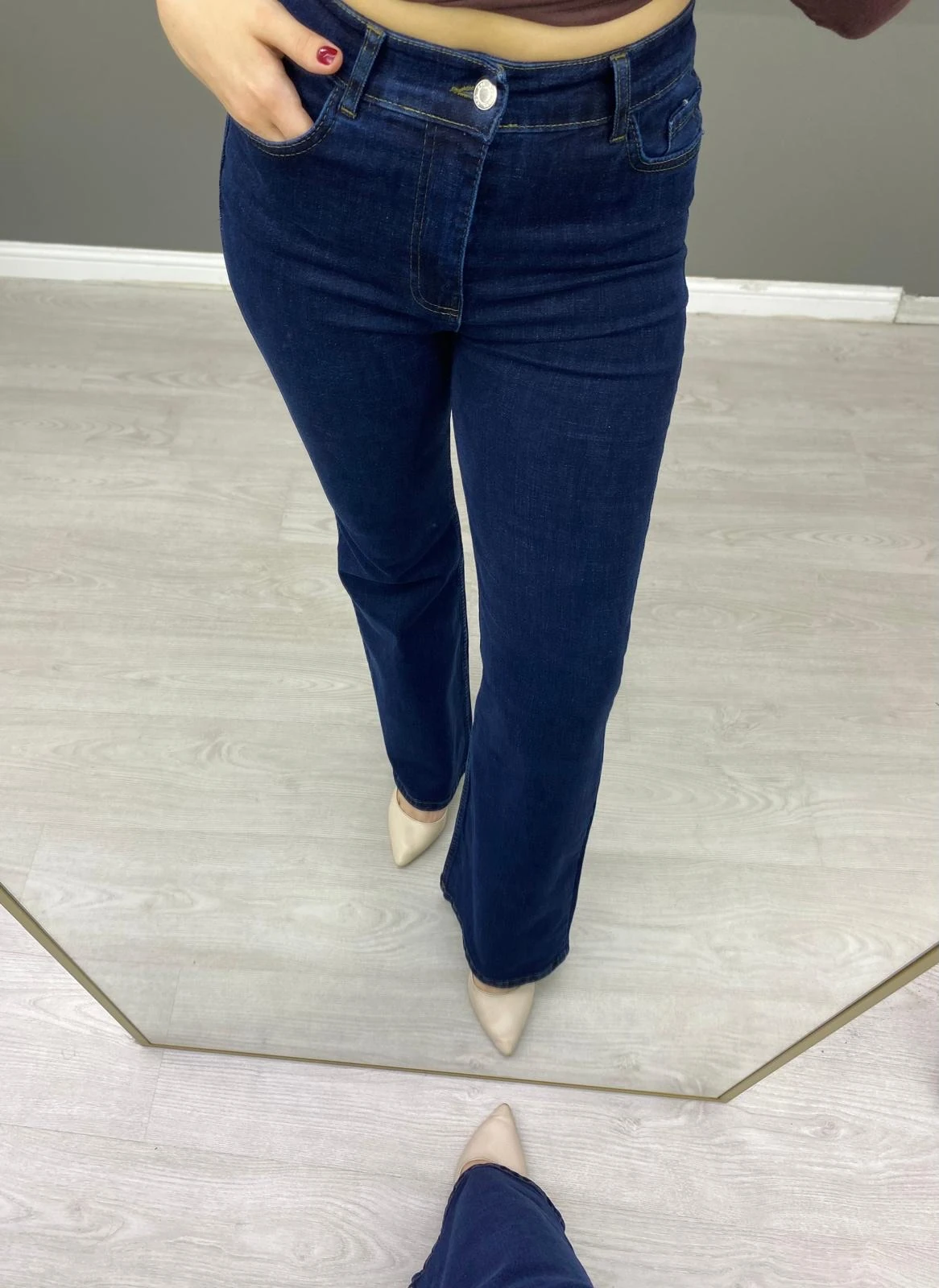 İSPANYOL PAÇA LACİVERT KOT PANTOLON