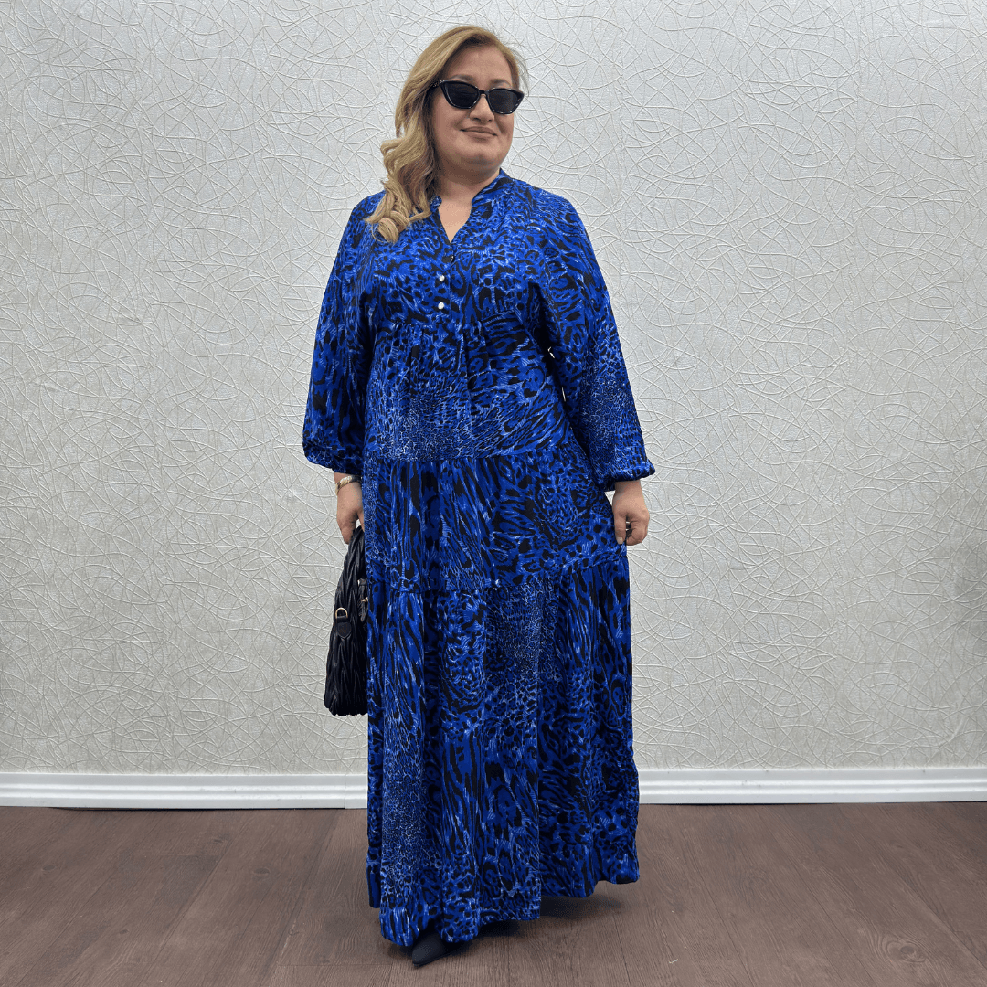 Hürrem Elbise - Saks Mavi Leopar