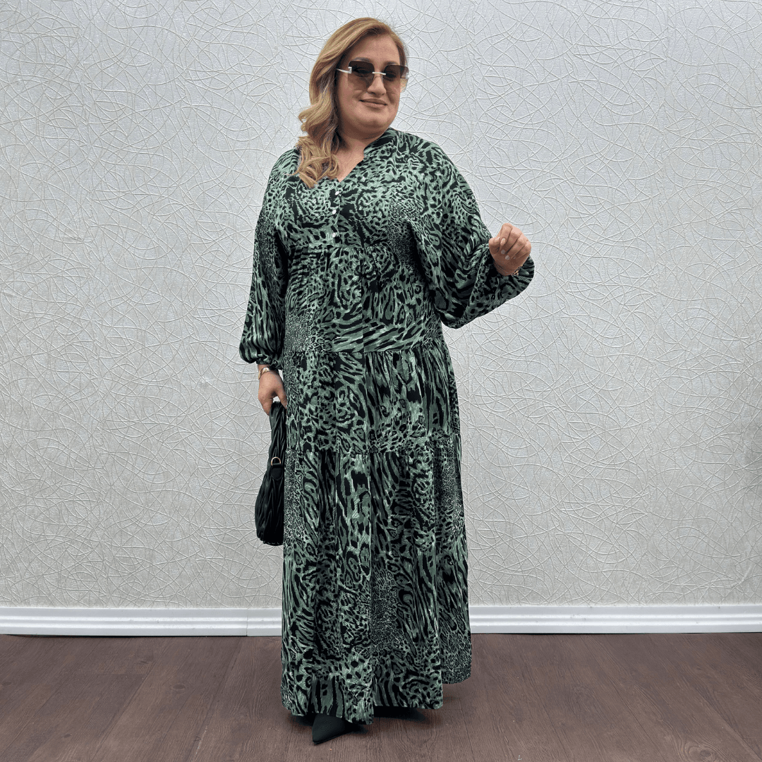 Hürrem Elbise - Yeşil Leopar
