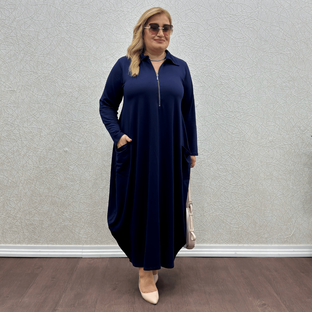 Fermuarlı Elbise - Lacivert