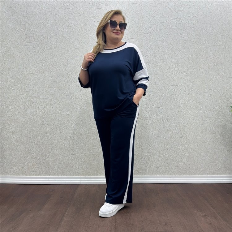 Lacivert Beyaz Garnili