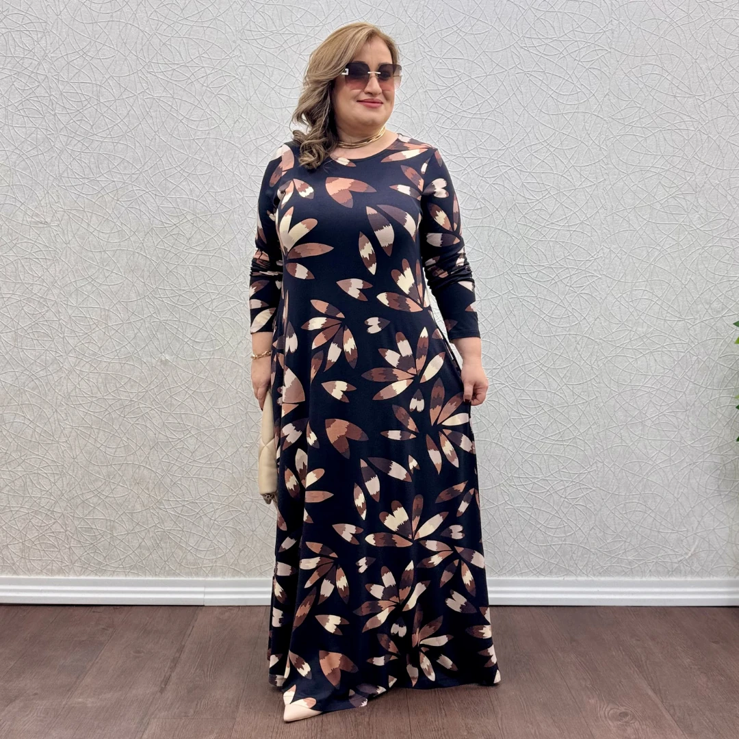 Kahve Çiçek Desenli