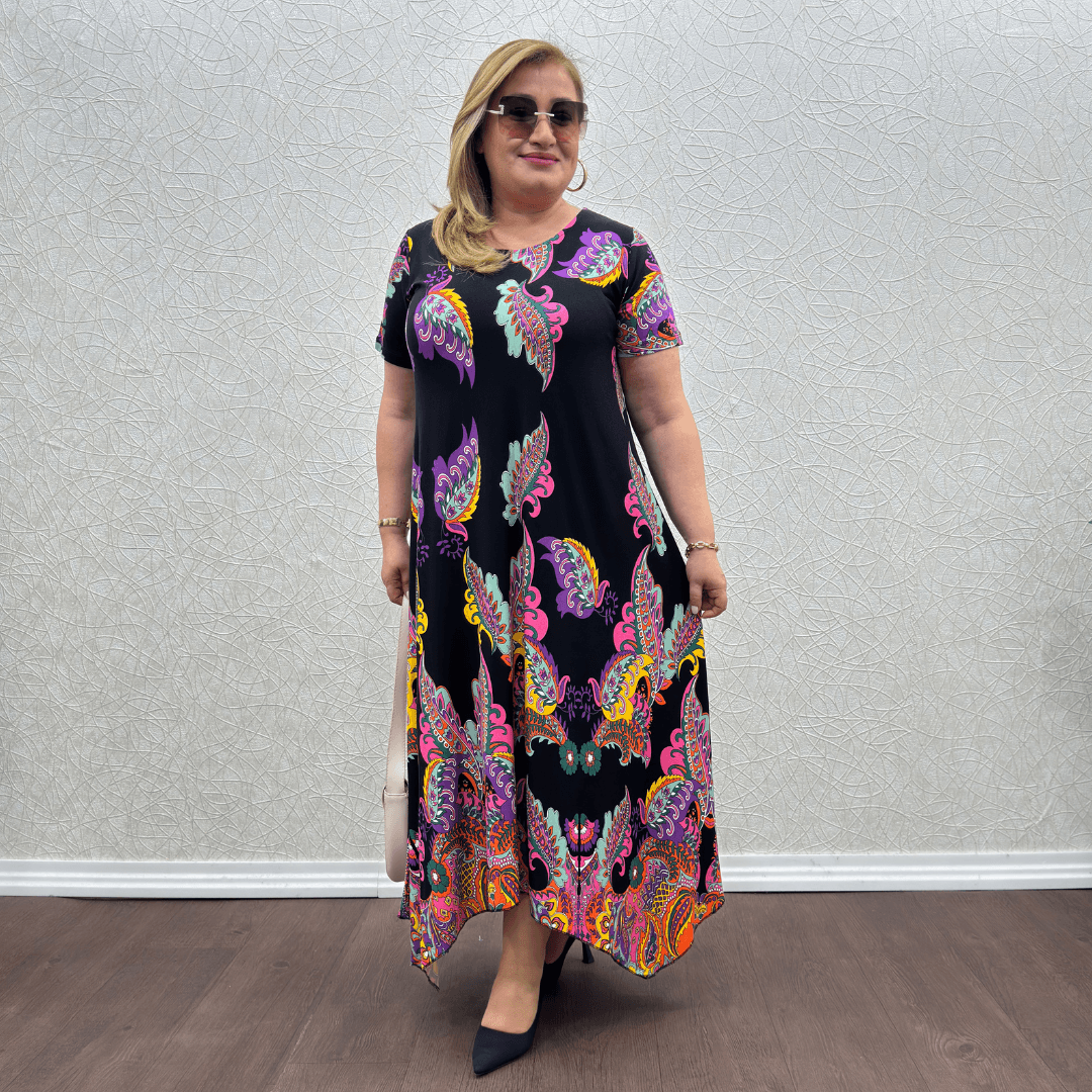 Ajda Elbise - Siyah Şal Desen