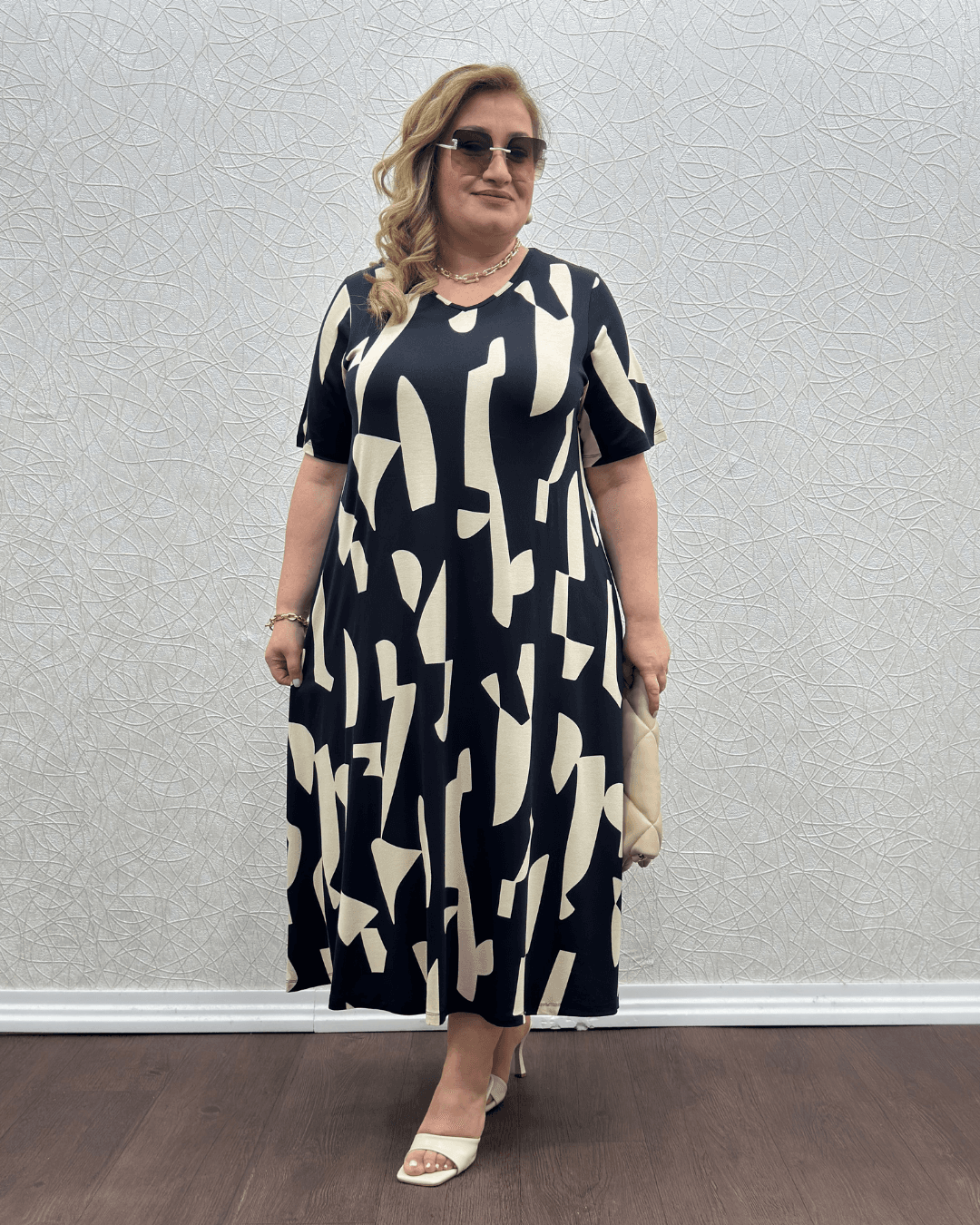 Dilek Elbise - Siyah Desenli