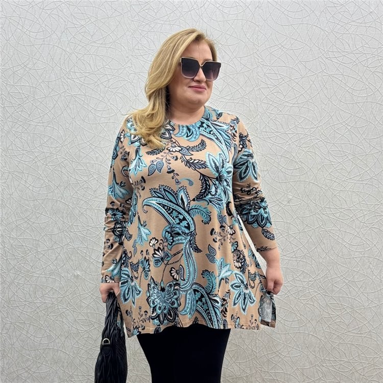 Turkuaz Desen Tunik