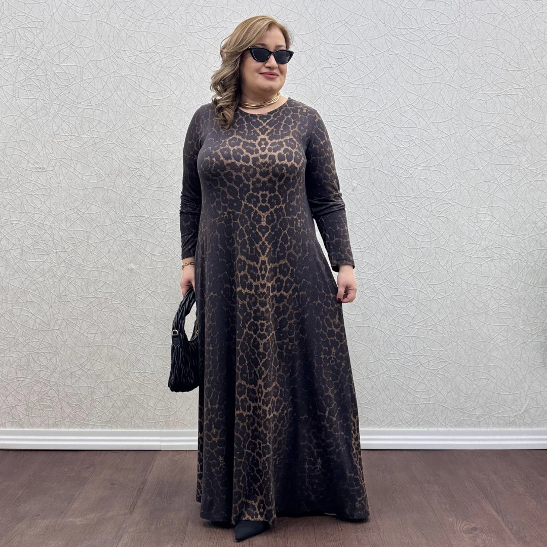 Kahve Leopar Desenli