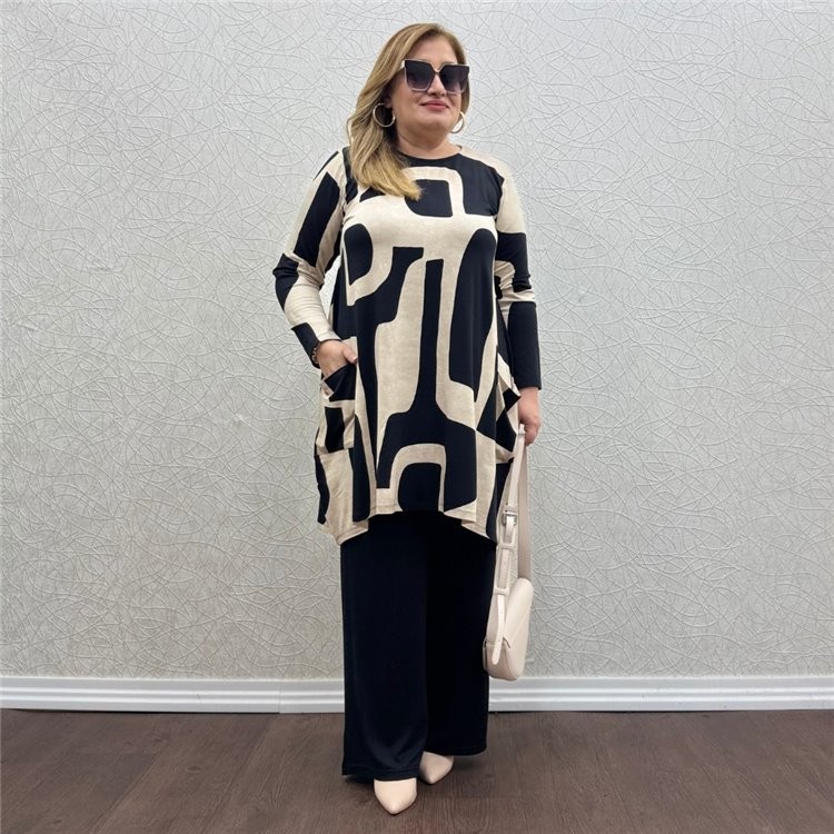 Jumbo Tunikli Takım Zar Desen