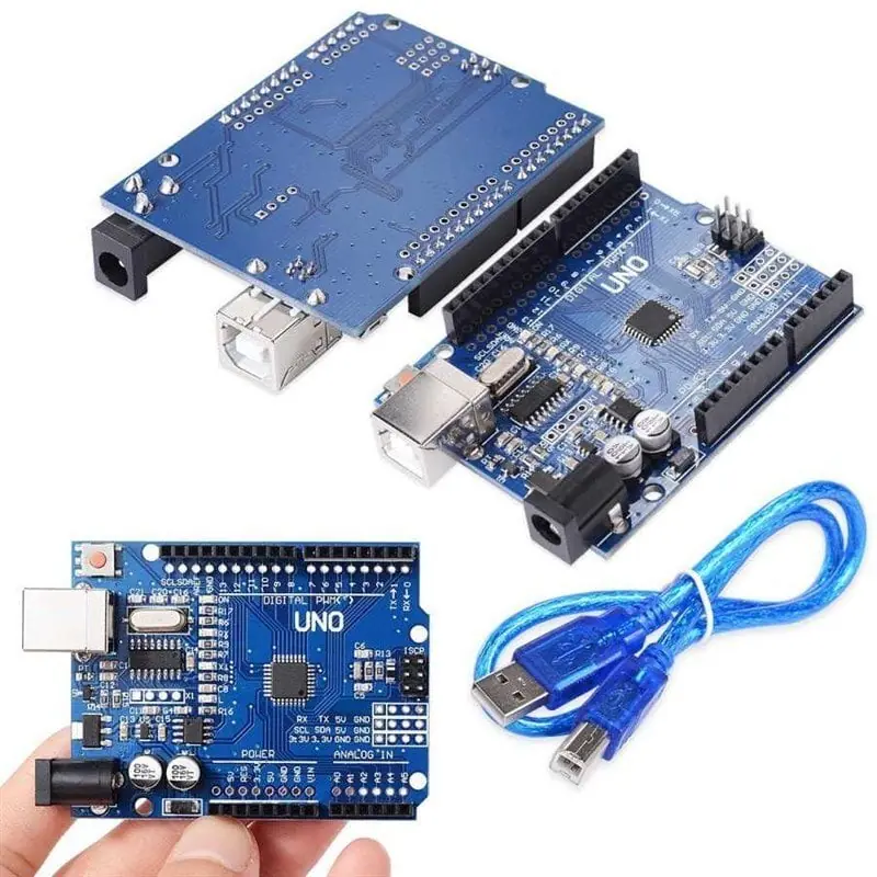 Carte Arduino Uno R3 Clone Compatible Avec CH340 + 40 Pins + Câble USB - Neuf