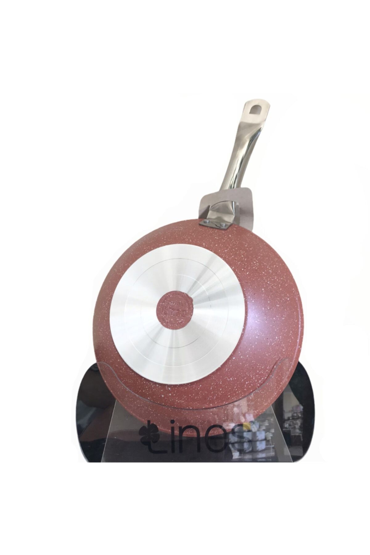 Pembe Granit Wok Tava Metal Kulp 28 cm