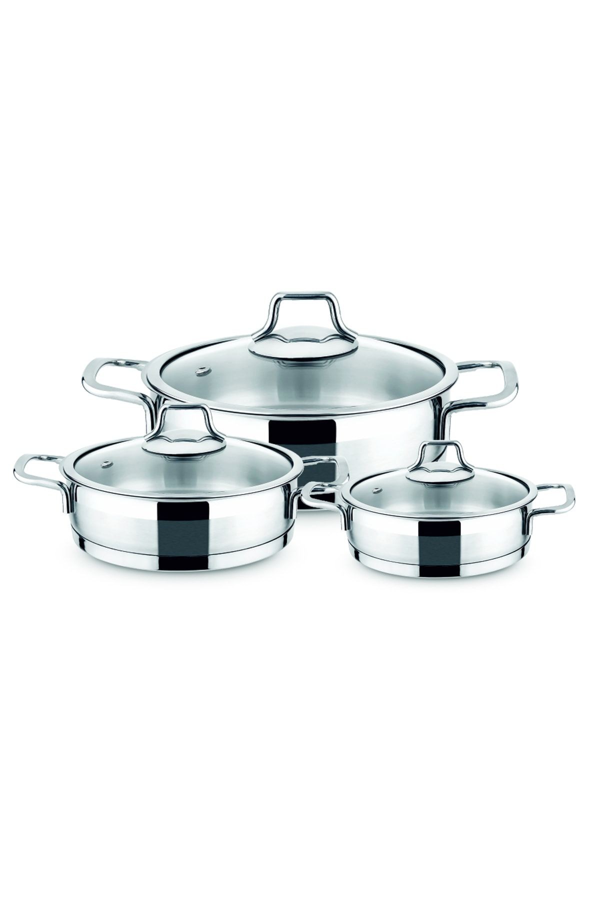 Silver 6 Parça Metal Kulplu Çelik Sahan Seti