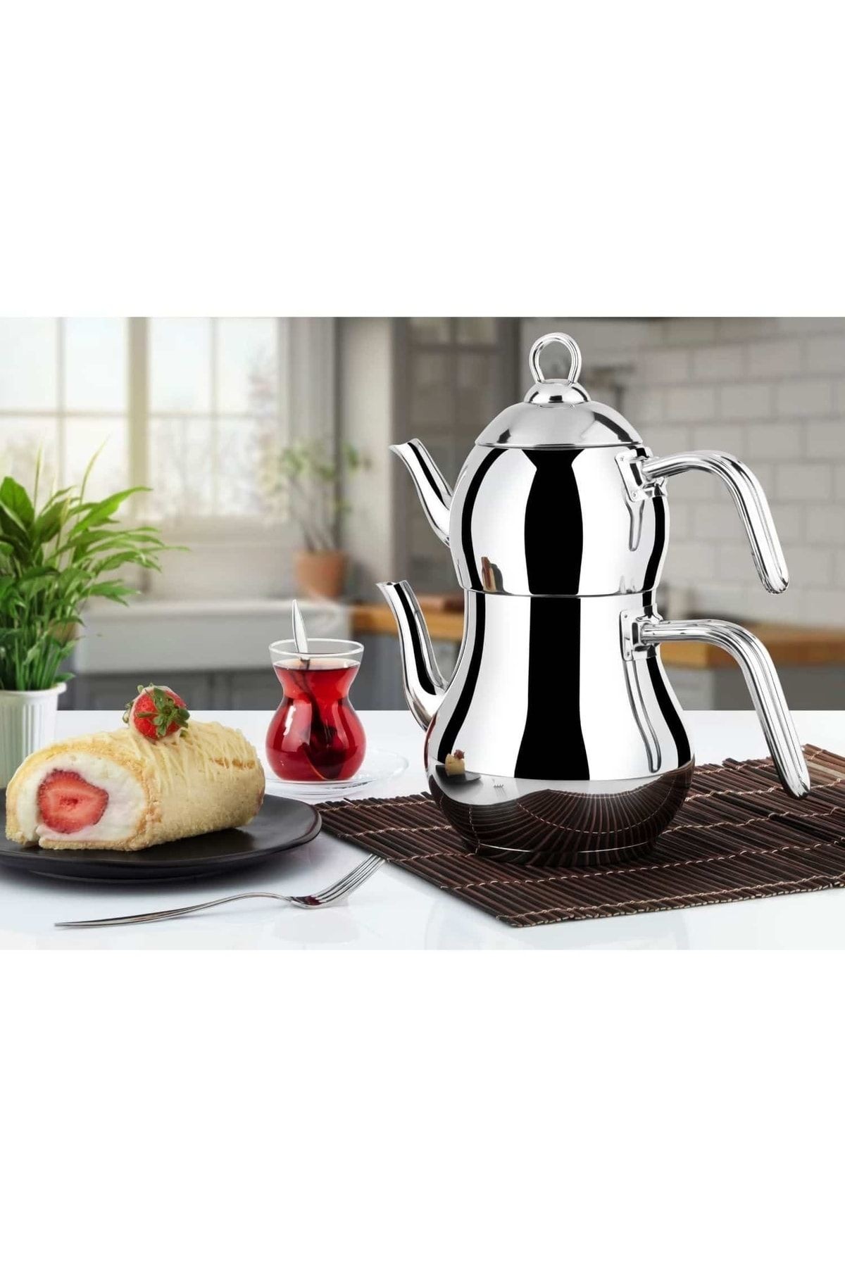 Şahmeran Çelik Çaydanlık Metal Kulp - Mini Boy