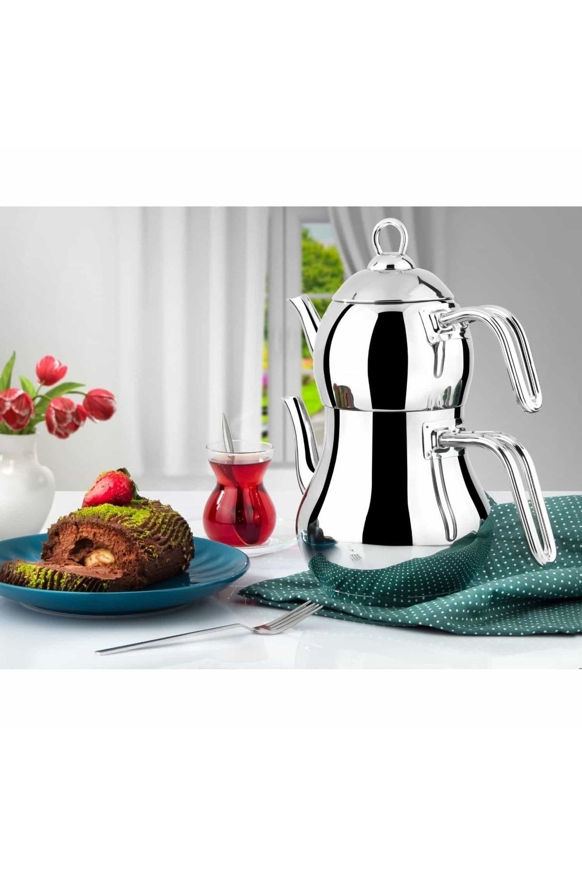 Şahmeran Çelik Çaydanlık Metal Kulp - Mini Boy