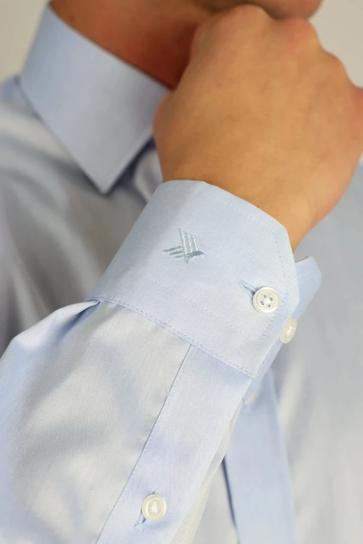 ENZO FERRETTI EF13 R 551 A.MAVİ NON-IRON ÇİFT KAT İPLİK, REGULAR FIT,ERKEK GÖMLEK