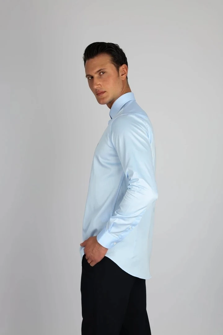 LORENZO MAZZOLİ LM375 C 551 A.MAVİ PAMUK SATEN COMFORT FİT ERKEK GÖMLEK