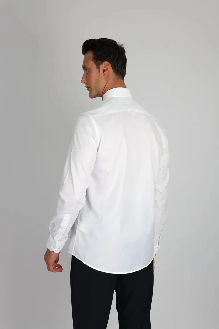 ENZO FERRETTI EF15 S 901 BEYAZ NON-IRON ÇİFT KAT İPLİK, SLIM FIT,ERKEK GÖMLEK