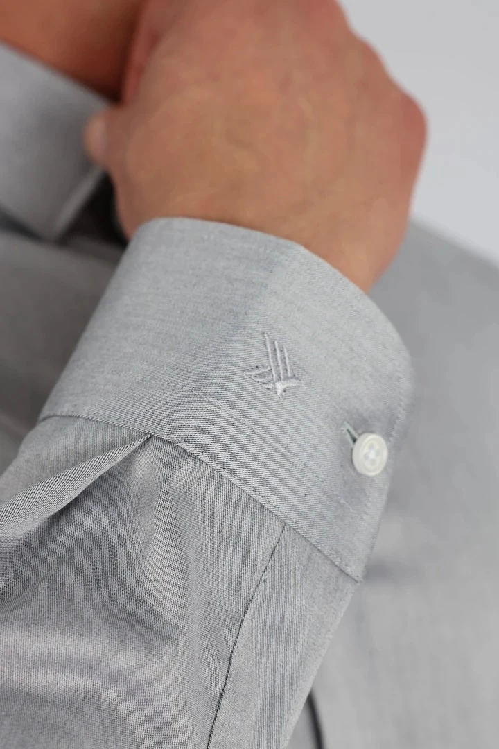 ENZO FERRETTI EF16 S 503 GRİ NON-IRON ÇİFT KAT İPLİK, SLIM FIT,ERKEK GÖMLEK