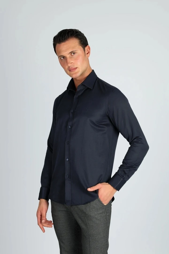 LORENZO MAZZOLİ SOFT SATEN C 506 LACİVERT ERKEK GÖMLEK