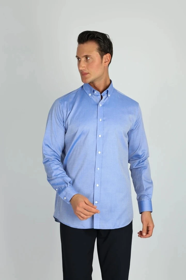 ENZO FERRETTI EF12 R 506 LACİVERT NON-IRON ÇİFT KAT İPLİK, REGULAR FIT,ERKEK GÖMLEK