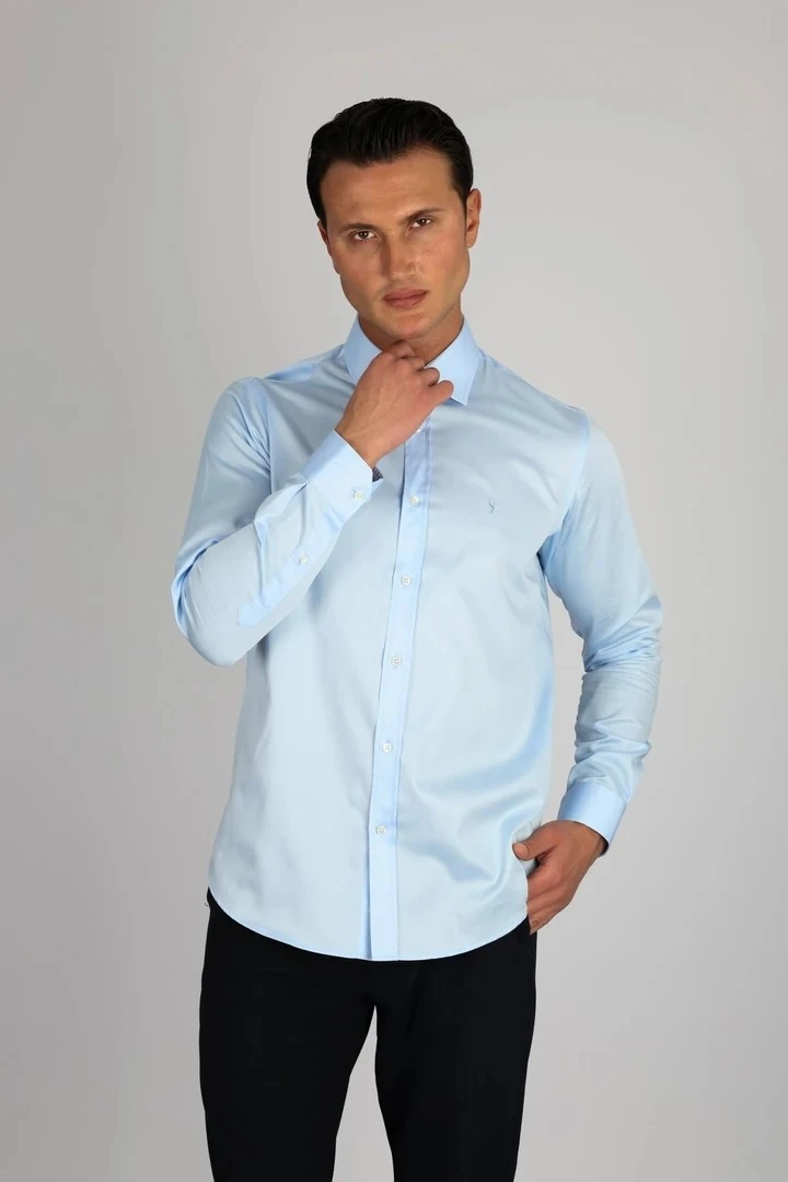 LORENZO MAZZOLİ LM375 C 551 A.MAVİ PAMUK SATEN COMFORT FİT ERKEK GÖMLEK