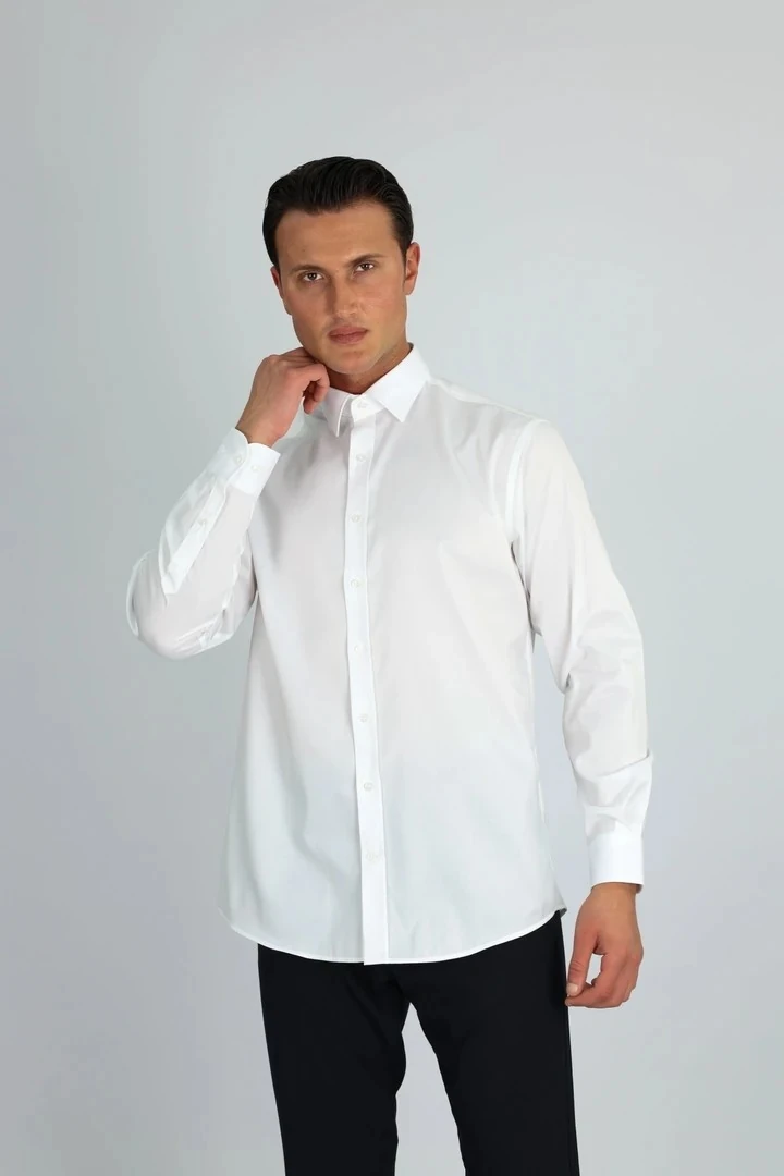 ENZO FERRETTI EF11 R 901 BEYAZ NON-IRON ÇİFT KAT İPLİK, REGULAR FIT,ERKEK GÖMLEK