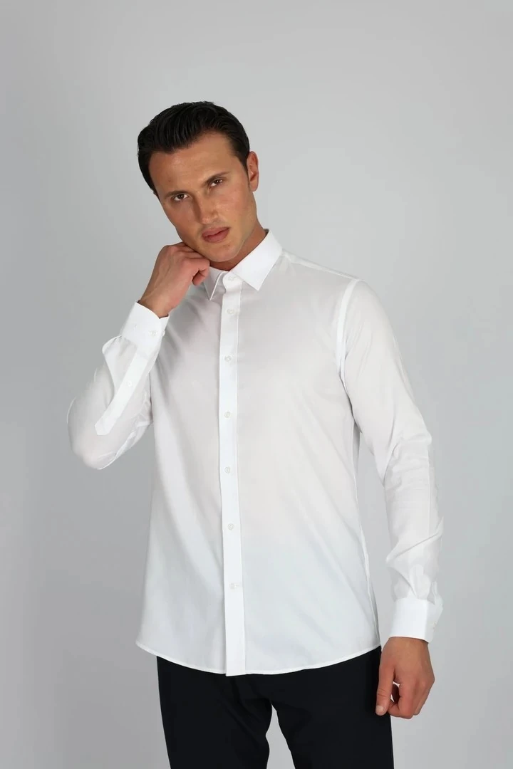 ENZO FERRETTI EF16 S 900 BEYAZ NON-IRON ÇİFT KAT İPLİK, SLIM FIT,ERKEK GÖMLEK