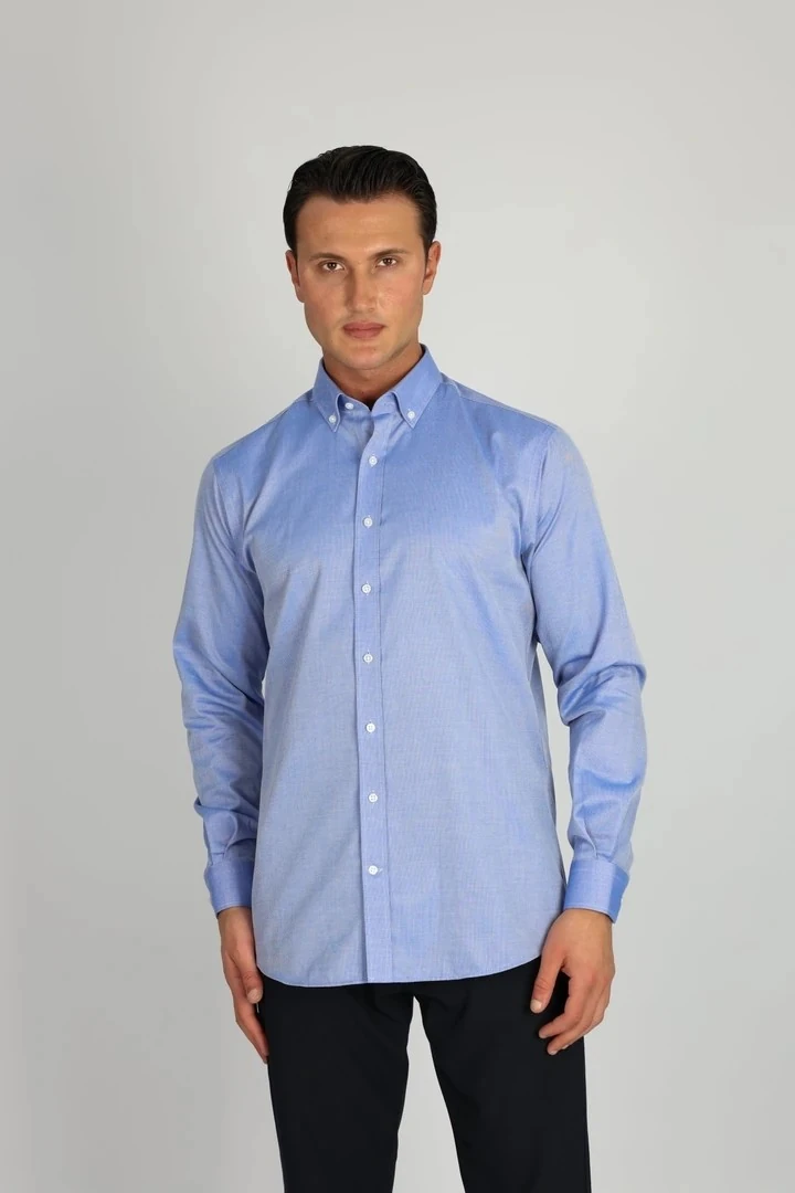 ENZO FERRETTI EF12 R 506 LACİVERT NON-IRON ÇİFT KAT İPLİK, REGULAR FIT,ERKEK GÖMLEK