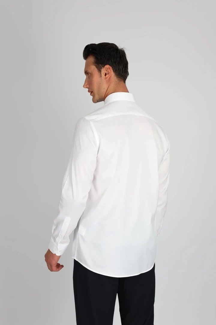 ENZO FERRETTI EF14 S 902 BEYAZ NON-IRON ÇİFT KAT İPLİK, SLIM FIT,ERKEK GÖMLEK