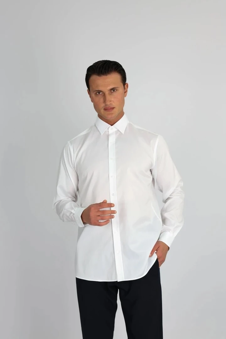 ENZO FERRETTI EF11 R 901 BEYAZ NON-IRON ÇİFT KAT İPLİK, REGULAR FIT,ERKEK GÖMLEK