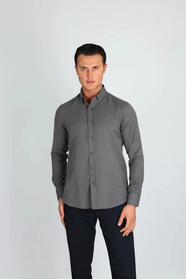 LORENZO MAZZOLİ OXFORD C 503 GRİ ERKEK GÖMLEK