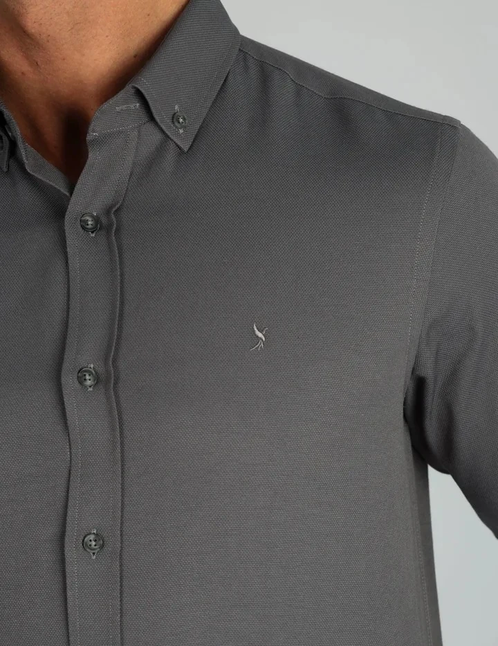 LORENZO MAZZOLİ OXFORD C 503 GRİ ERKEK GÖMLEK