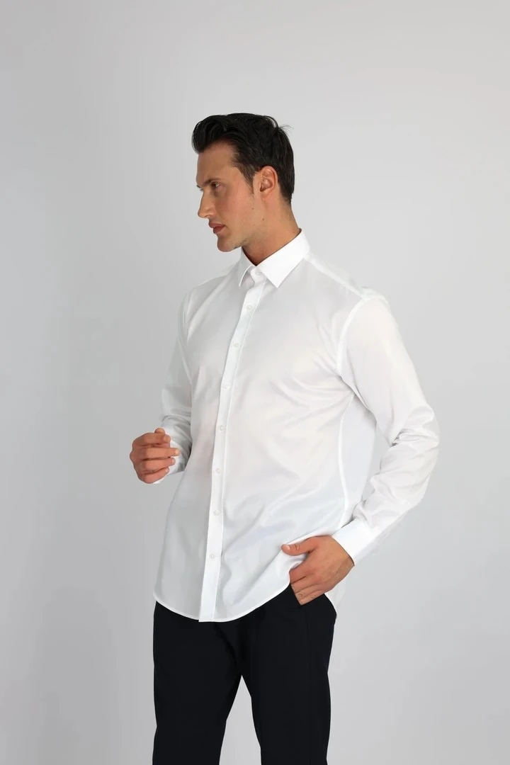 ENZO FERRETTI EF11 R 901 BEYAZ NON-IRON ÇİFT KAT İPLİK, REGULAR FIT,ERKEK GÖMLEK