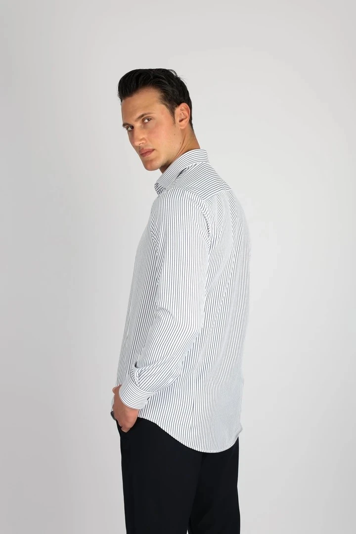 LORENZO MAZZOLİ LM1489 C 900 BEYAZ ÇİZGİLİ ERKEK GÖMLEK