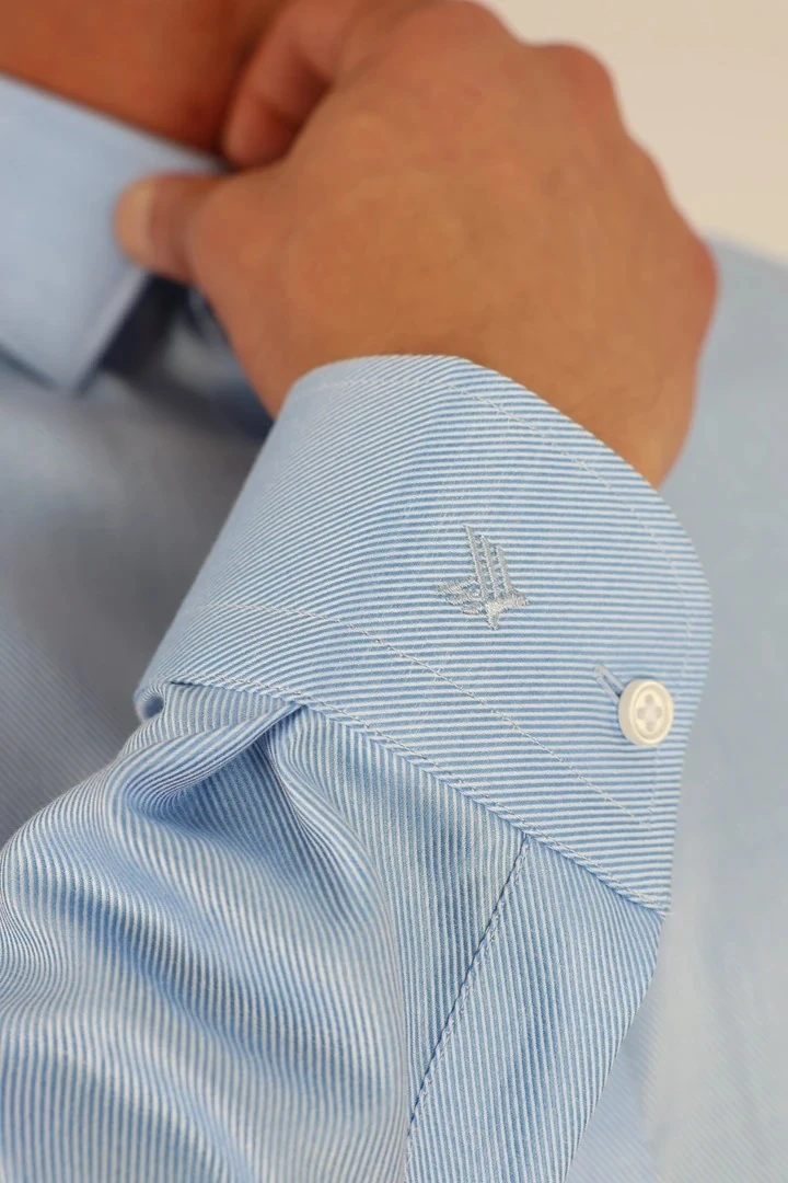 ENZO FERRETTI EF16 S 567 O.MAVİ NON-IRON ÇİFT KAT İPLİK, SLIM FIT,ERKEK GÖMLEK