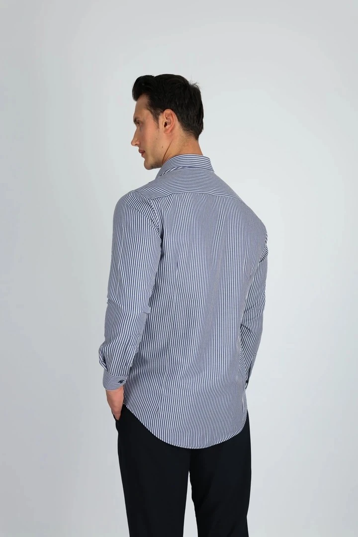 LORENZO MAZZOLİ LM1489 C 506 LACİVERT ÇİZGİLİ ERKEK GÖMLEK