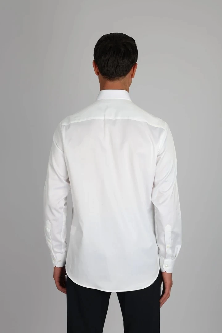 LORENZO MAZZOLİ LM385 R 900 BEYAZ PAMUK SATEN REGULAR FİT ERKEK GÖMLEK