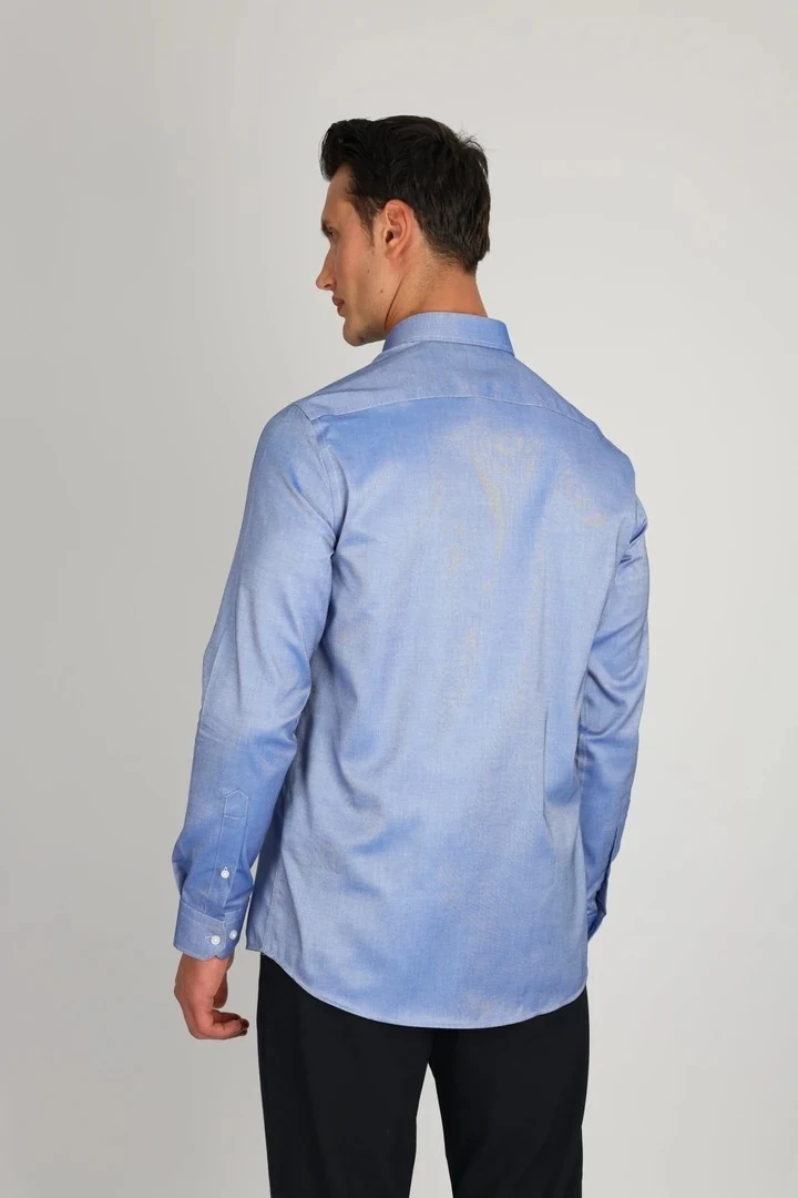 ENZO FERRETTI EF14 S 506 LACİVERT NON-IRON ÇİFT KAT İPLİK, SLIM FIT,ERKEK GÖMLEK