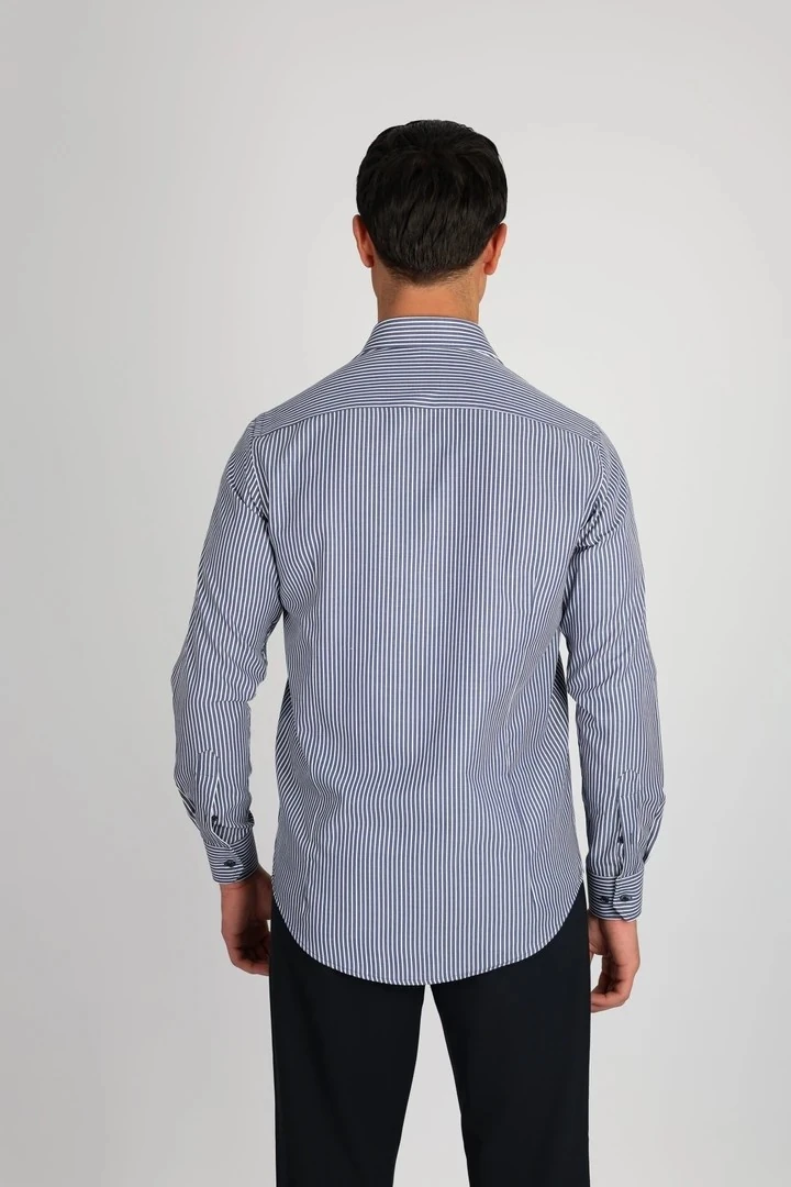LORENZO MAZZOLİ LM1489 C 506 LACİVERT ÇİZGİLİ ERKEK GÖMLEK